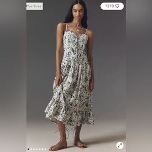 NWT $188 By Anthropologie Sleeveless Drop-Waist Midi Dress XS